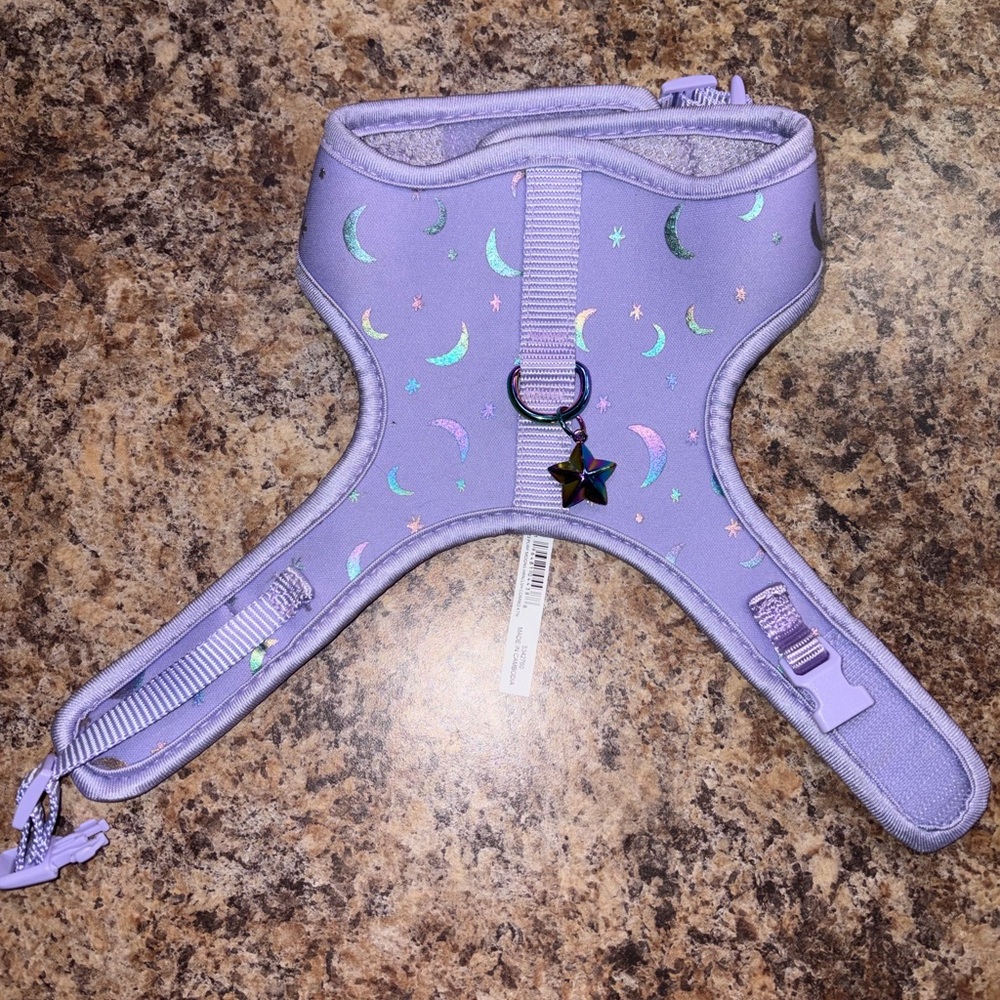 Lilac Moon Print cat Harness Vest with Star Charm